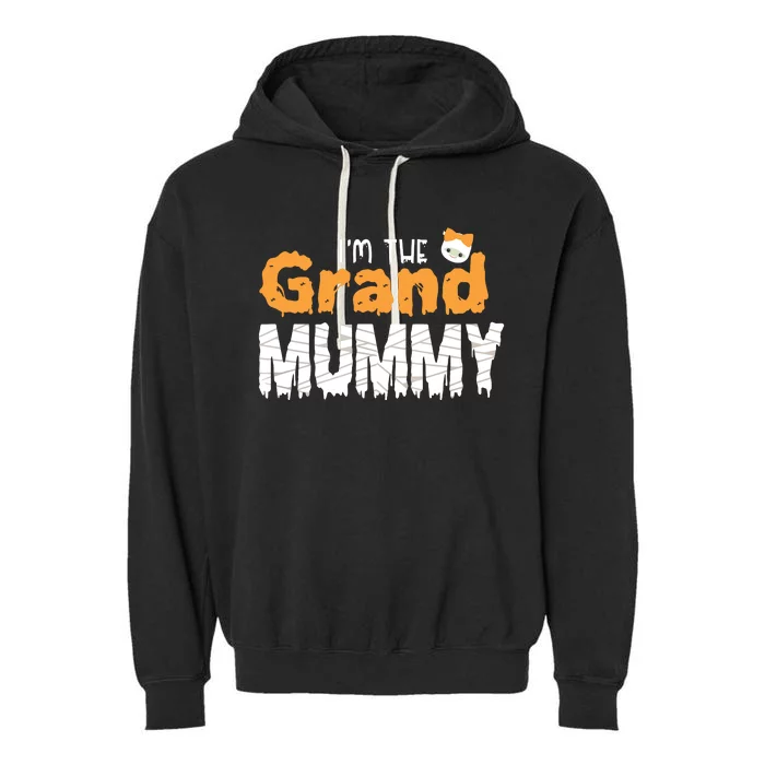 Im The Grand Mummy Funny Family Halloween Garment-Dyed Fleece Hoodie