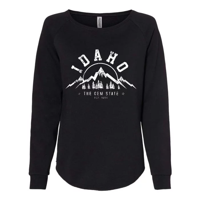 Idaho The Gem State Est 1890 Vintage Mountains Womens California Wash Sweatshirt