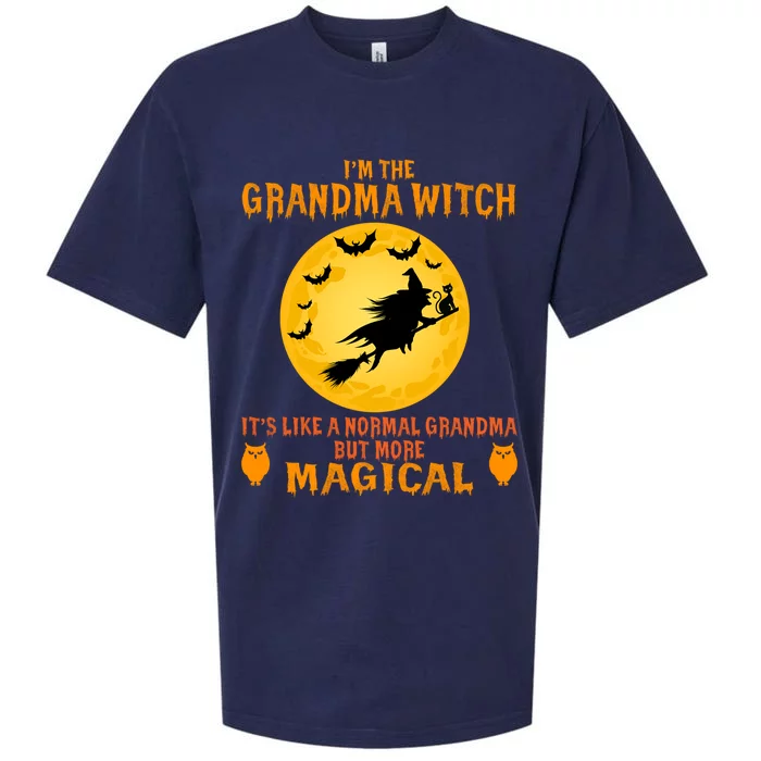 Im The Grandma Witch Halloween Magical Broom Funny Gift Sueded Cloud Jersey T-Shirt