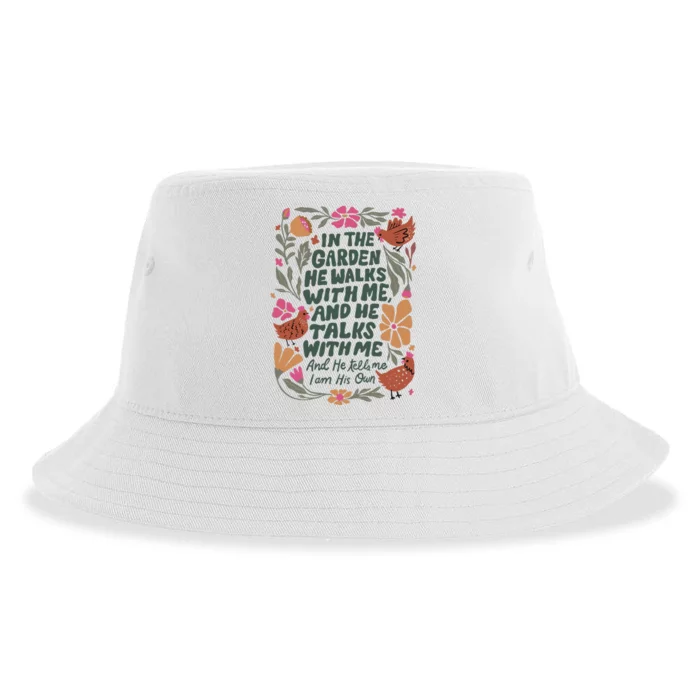 In The Garden He Walks With Me And He Talks With Me Sustainable Bucket Hat