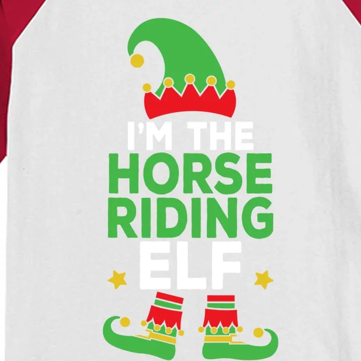 IM The Horse Riding Elf Family Holiday Matching Christmas Meaningful Gift Kids Colorblock Raglan Jersey