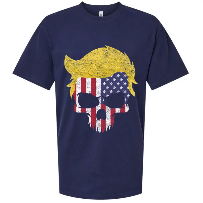 Iconic Trump Hair Skull Usa Flag Funny Republican Gift Great Gift Sueded Cloud Jersey T-Shirt