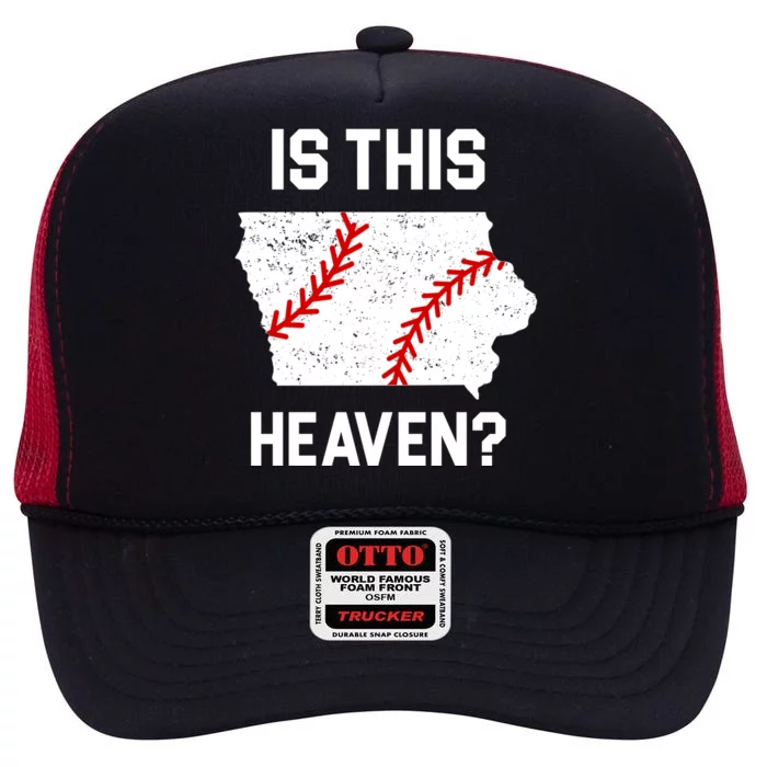 Is This Heaven Iowa Baseball High Crown Mesh Trucker Hat