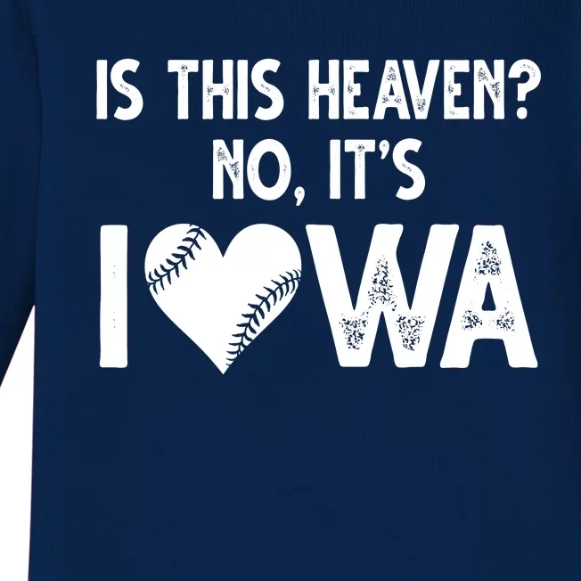 Is This Heaven No It's Iowa Baseball Lover Baby Long Sleeve Bodysuit