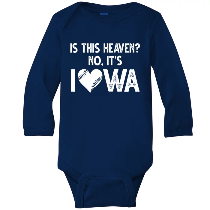 Is This Heaven No It's Iowa Baseball Lover Baby Long Sleeve Bodysuit