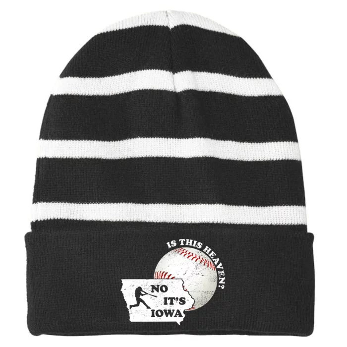 Is This Heaven? No It's Iowa Striped Beanie with Solid Band