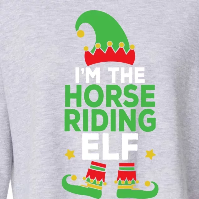 IM The Horse Riding Elf Family Holiday Matching Christmas Gift Cropped Pullover Crew