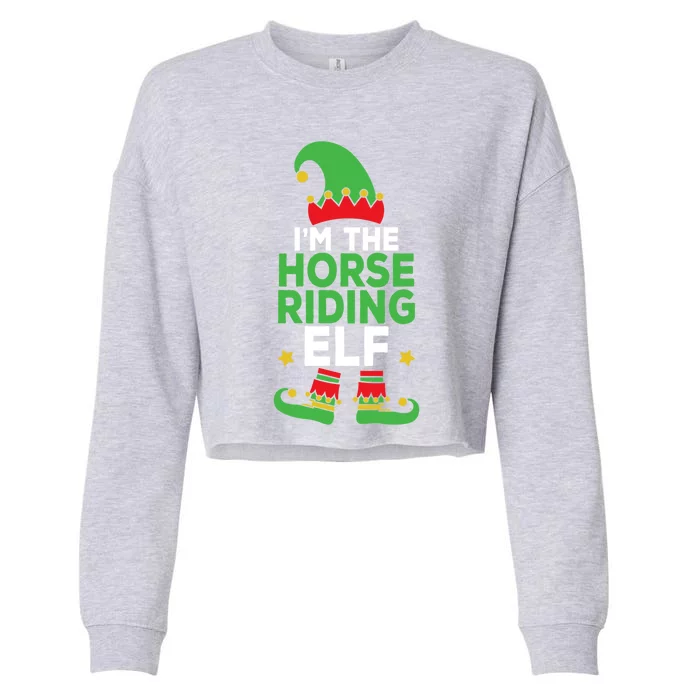 IM The Horse Riding Elf Family Holiday Matching Christmas Gift Cropped Pullover Crew