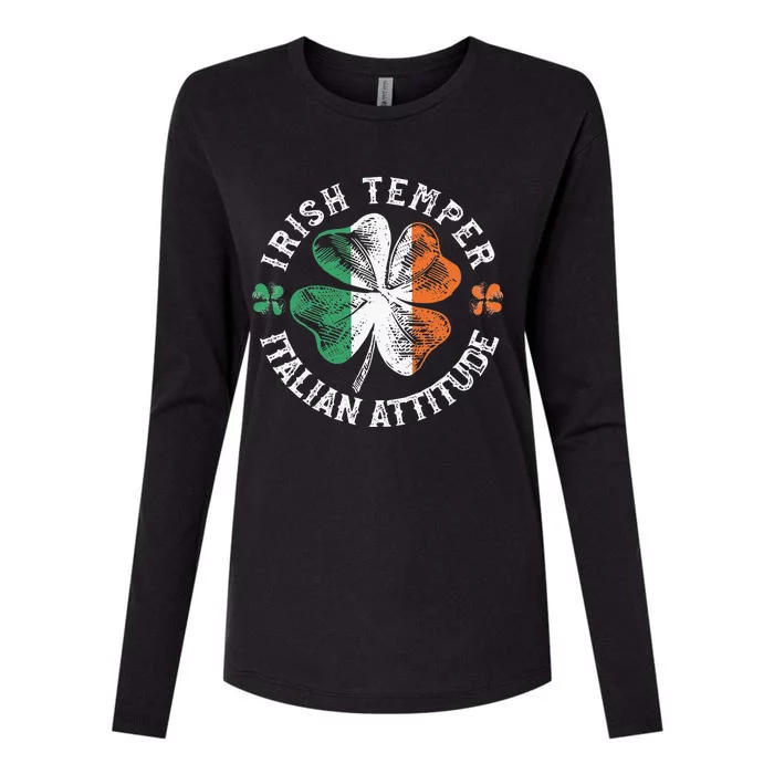 Irish Temper Italian Attitude Apparel St Patrick's Day Womens Cotton Relaxed Long Sleeve T-Shirt