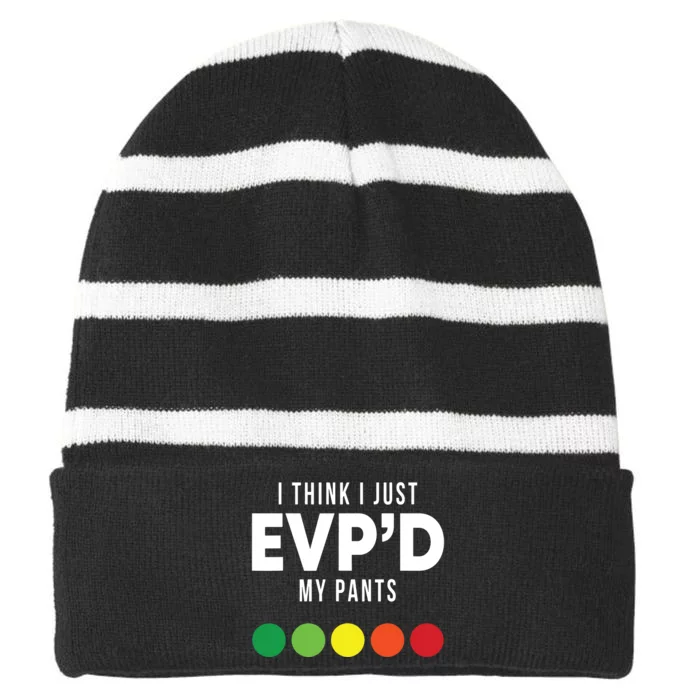 I Think I Just Evpd My Pants Funny Evp Ghost Hunting Hunter Striped Beanie with Solid Band