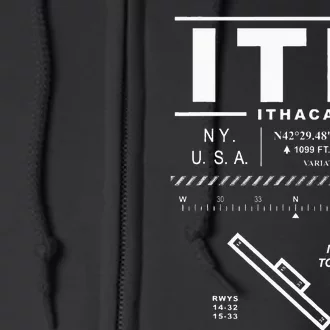 Ithaca Tompkins International Airport New York Ith Full Zip Hoodie