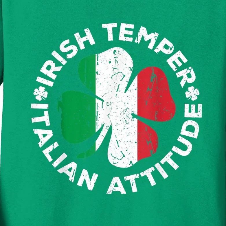 Irish Temper Italian Attitude St Patrick's Day Kids Long Sleeve Shirt