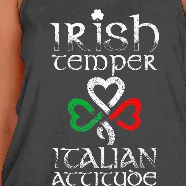 Irish Temper Italian Attitude Flag Shamrock St Patricks Day Women's Knotted Racerback Tank