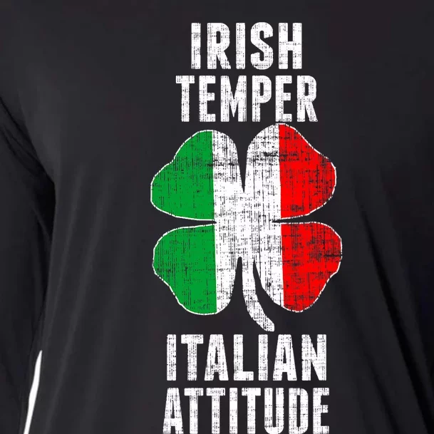 Irish Temper Italian Attitude St. Patricks Shamrock Cooling Performance Long Sleeve Crew