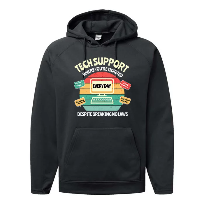 Information Technology I T Department Funny Tech Support Performance Fleece Hoodie