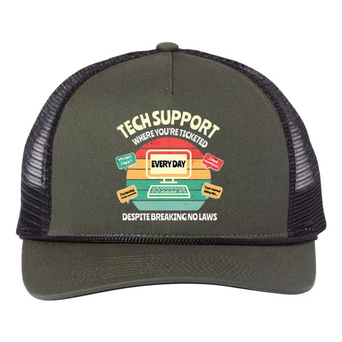 Information Technology I T Department Funny Tech Support Retro Rope Trucker Hat Cap