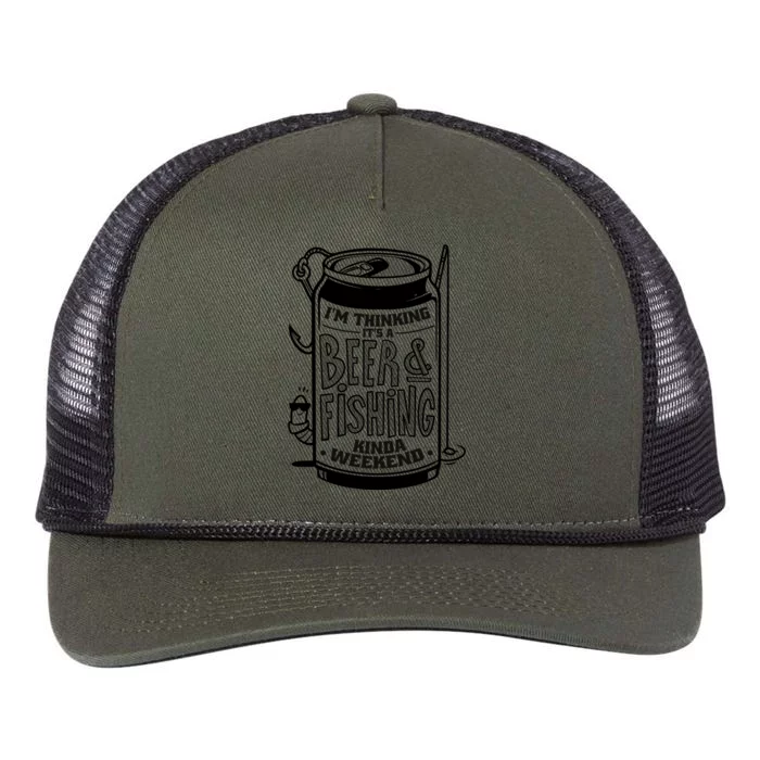 I'm Thinking It's A Beer And Fishing Kinda Weekend Retro Rope Trucker Hat Cap