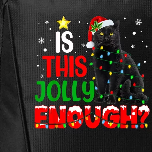 Is This Jolly Enough Funny Cat Xmas Tree City Backpack