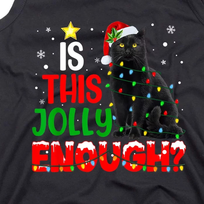 Is This Jolly Enough Funny Cat Xmas Tree Tank Top