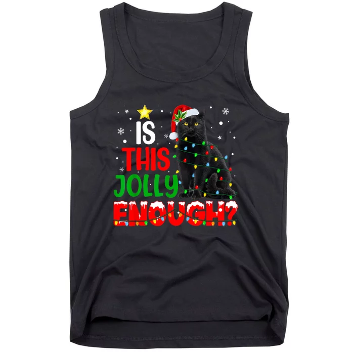 Is This Jolly Enough Funny Cat Xmas Tree Tank Top