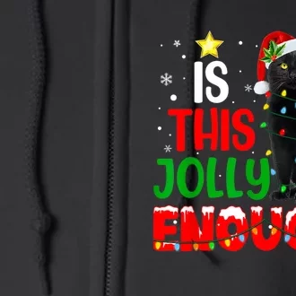 Is This Jolly Enough Funny Cat Xmas Tree Full Zip Hoodie