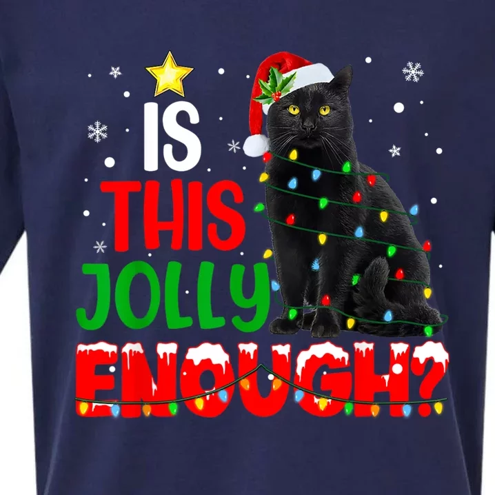 Is This Jolly Enough Funny Cat Xmas Tree Sueded Cloud Jersey T-Shirt