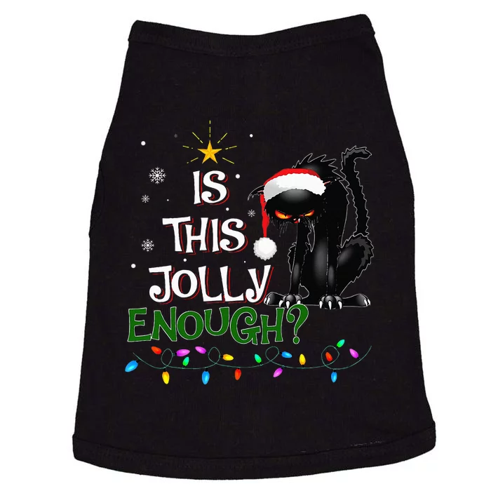 Is This Jolly Enough Noel Black Cat Pajama Xmas Doggie Tank