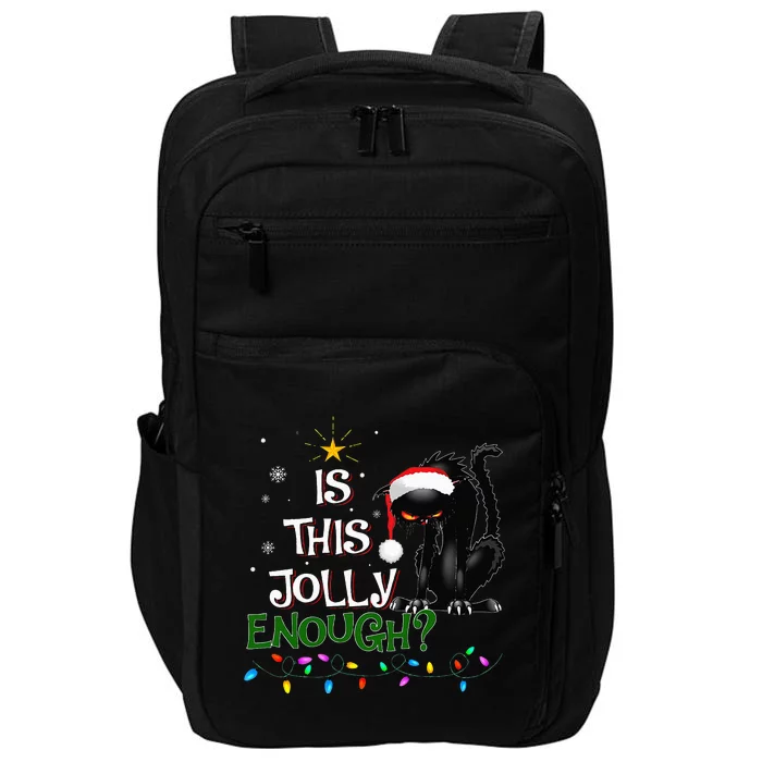 Is This Jolly Enough Noel Black Cat Pajama Xmas Impact Tech Backpack