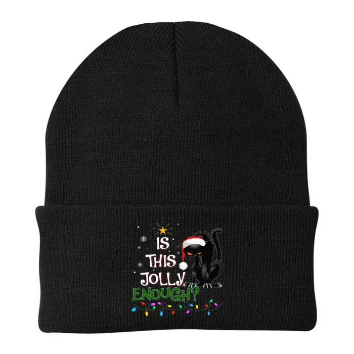 Is This Jolly Enough Noel Black Cat Pajama Xmas Knit Cap Winter Beanie