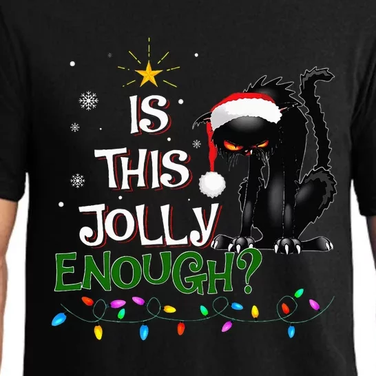 Is This Jolly Enough Noel Black Cat Pajama Xmas Pajama Set