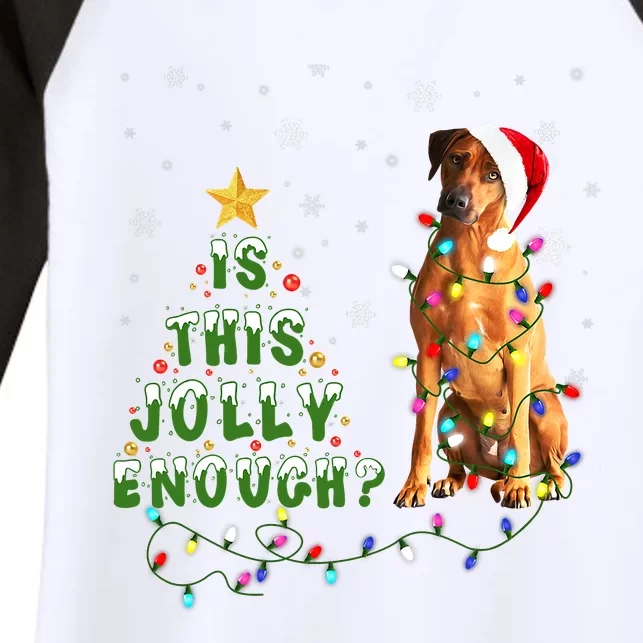 Is This Jolly Enough Rhodesian Ridgeback Dog Light Christmas Women's Tri-Blend 3/4-Sleeve Raglan Shirt