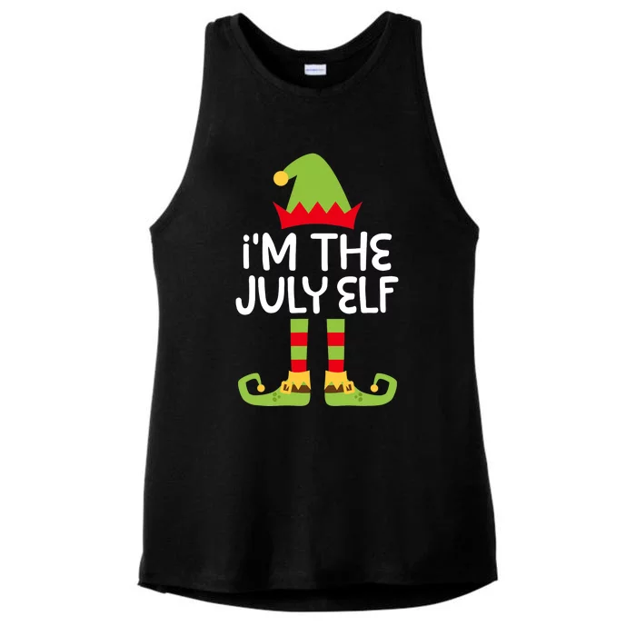 I'm The July Elf Matching Christmas Costume Ladies Tri-Blend Wicking Tank