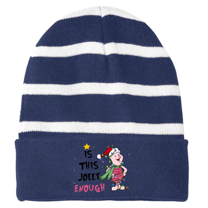 Is This Jolly Enough Piglet Christmas Striped Beanie with Solid Band