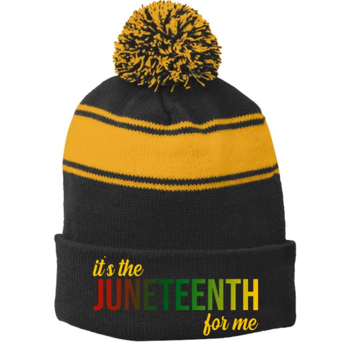 It's The Juneteenth For Me Stripe Pom Pom Beanie