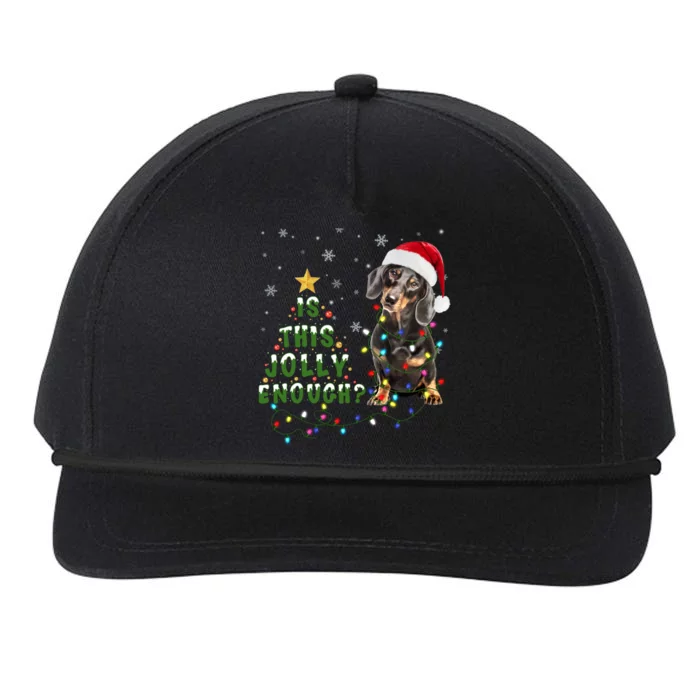 Is This Jolly Enough Santa Dachshund Light Christmas Snapback Five-Panel Rope Hat