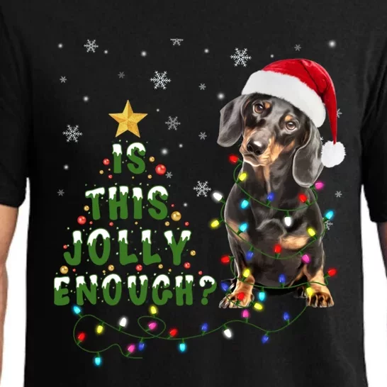 Is This Jolly Enough Santa Dachshund Light Christmas Pajama Set