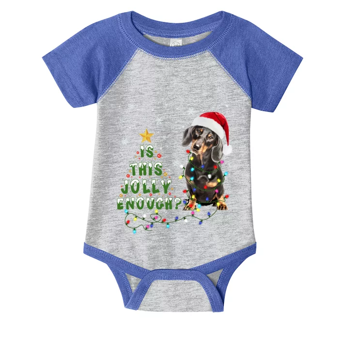 Is This Jolly Enough Santa Dachshund Light Christmas Infant Baby Jersey Bodysuit