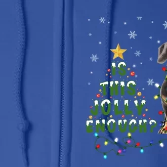 Is This Jolly Enough Santa Dachshund Light Christmas Full Zip Hoodie