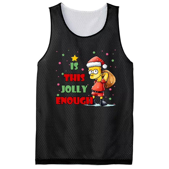 Is This Jolly Enough Funny Christmas Holiday Mesh Reversible Basketball Jersey Tank