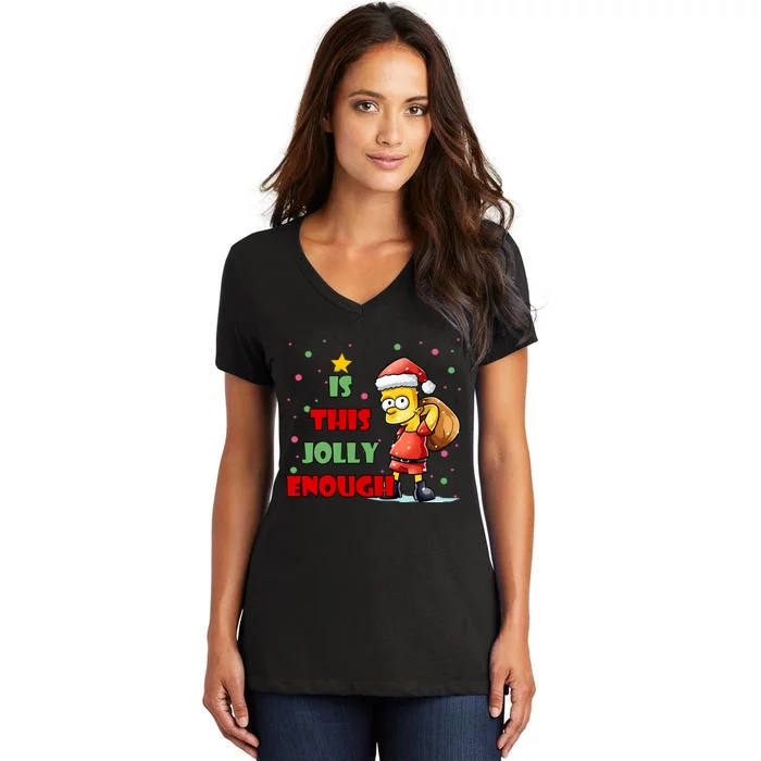 Is This Jolly Enough Funny Christmas Holiday Women's V-Neck T-Shirt