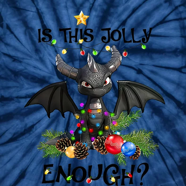 Is This Jolly Enough Christmas Dragon Xmas Holidays Tie-Dye T-Shirt