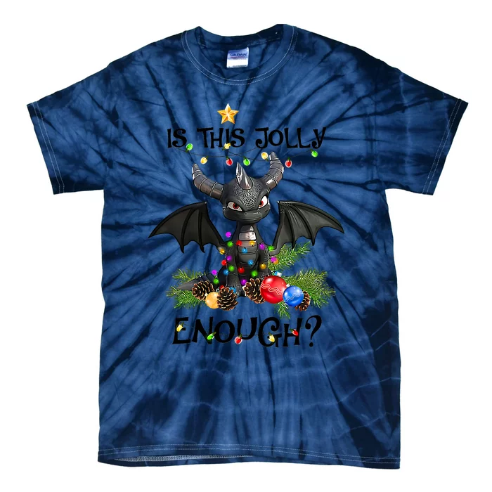 Is This Jolly Enough Christmas Dragon Xmas Holidays Tie-Dye T-Shirt