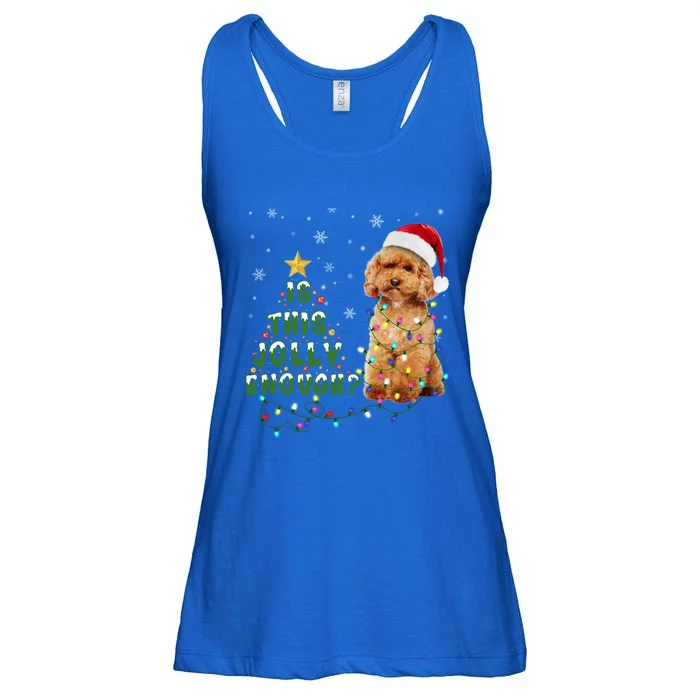 Is This Jolly Enough Santa Poodle Light Christmas Gift Ladies Essential Flowy Tank