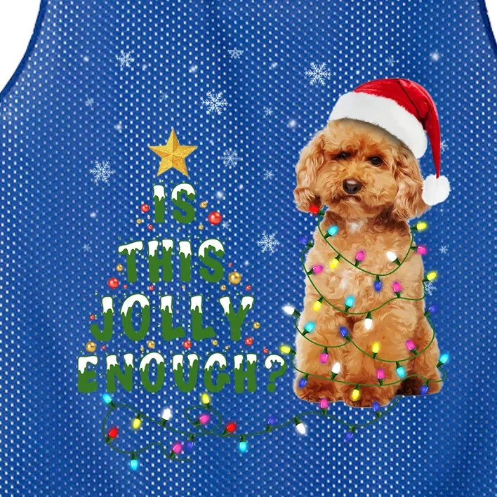 Is This Jolly Enough Santa Poodle Light Christmas Gift Mesh Reversible Basketball Jersey Tank