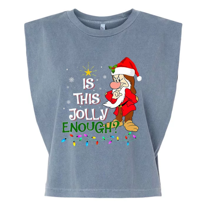 Is This Jolly Enough Grumpy Elf Pajama Christmas Lights Garment-Dyed Women's Muscle Tee