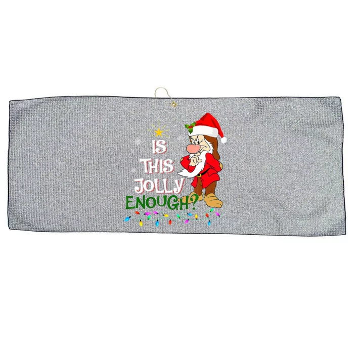 Is This Jolly Enough Grumpy Elf Pajama Christmas Lights Large Microfiber Waffle Golf Towel