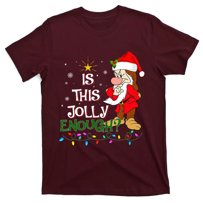 Is This Jolly Enough Grumpy Elf Pajama Christmas Lights T-Shirt