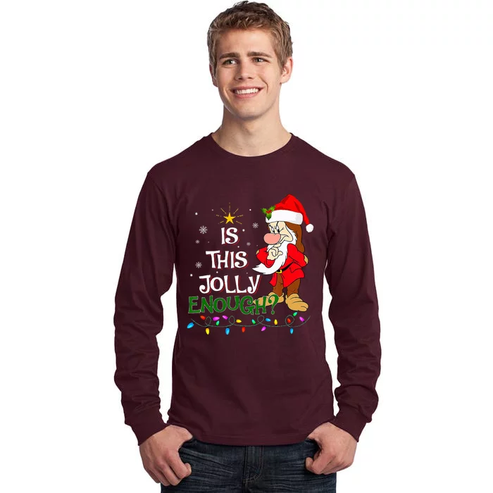 Is This Jolly Enough Grumpy Elf Pajama Christmas Lights Tall Long Sleeve T-Shirt