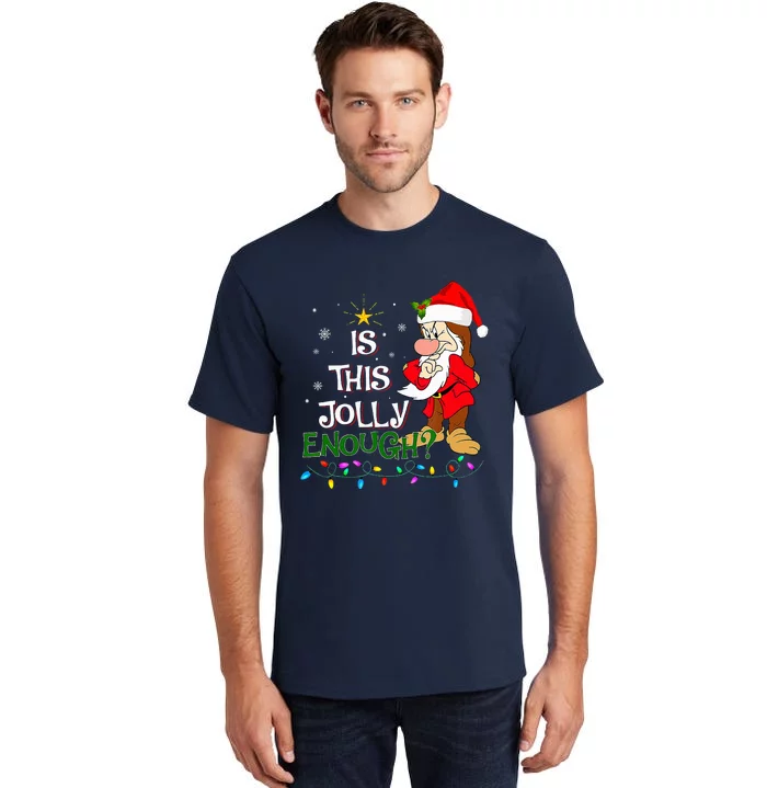 Is This Jolly Enough Grumpy Elf Pajama Christmas Lights Tall T-Shirt