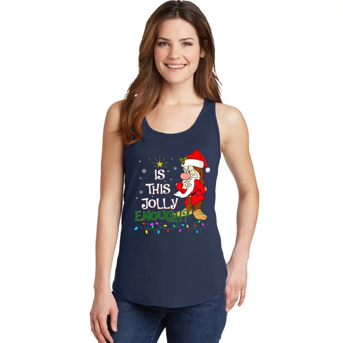 Is This Jolly Enough Grumpy Elf Pajama Christmas Lights Ladies Essential Tank